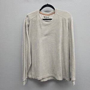 GH Bass Earth Sweater Mens Large Gray Crewneck Waffle Knit Casual Pullover